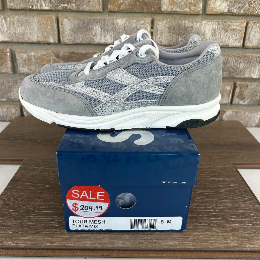 SAS Tour Mesh Lace Up Sneaker Shoes Womens 8M Gray Comfort Walking Casual NEW